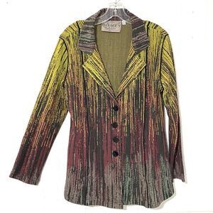 COMFY USA Stretch JERSEY KNIT Unlined A-Line M Button Up Jacket UNIQUE y2K